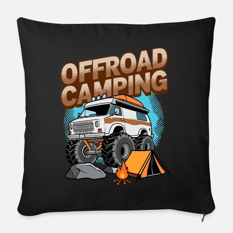 Offroad Camping - Sofakissen mit Füllung 45 x 45 cm - Schwarz