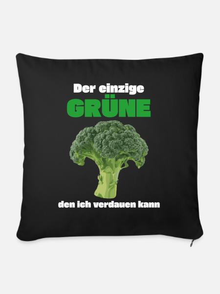 Grüne Nein Danke - Anti Grün Brokkoli T-Shirt - Sofakissen mit Füllung 45 x 45 cm - Schwarz