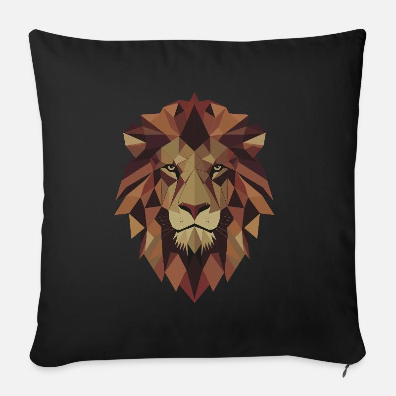 Polygon Löwe - König des Dschungels - Sofakissen mit Füllung 45 x 45 cm - Schwarz