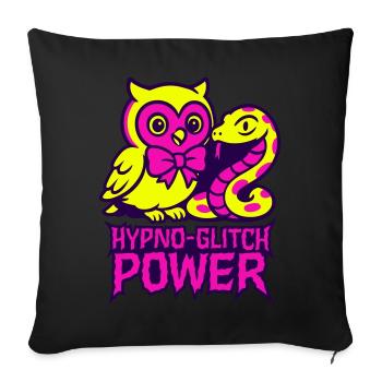 Hypno Glitch Owl and Snake - Sofa pillow with filling 45cm x 45cm - black - Front