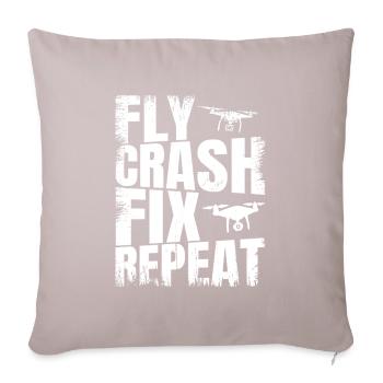 Fly_Crash_Fix_Repeat - Coussin et housse de 45 x 45 cm - taupe clair - Devant