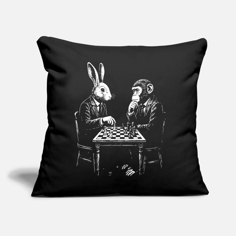 Rabbit and Monkey Chess Duel Sofa pillow with filling 45cm x 45cm