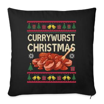 Joyeux currymas saucisse de Noël de Noël au currymas. - Coussin et housse de 45 x 45 cm - noir - Devant