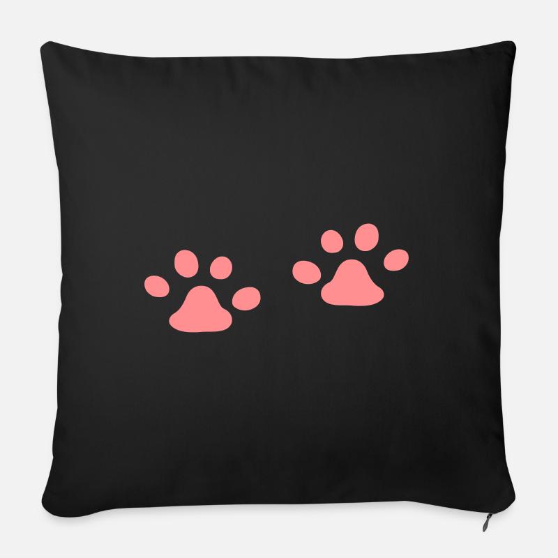 Deux, pattes chat, patte chat, gelée, haricots - Coussin et housse de 45 x 45 cm - noir