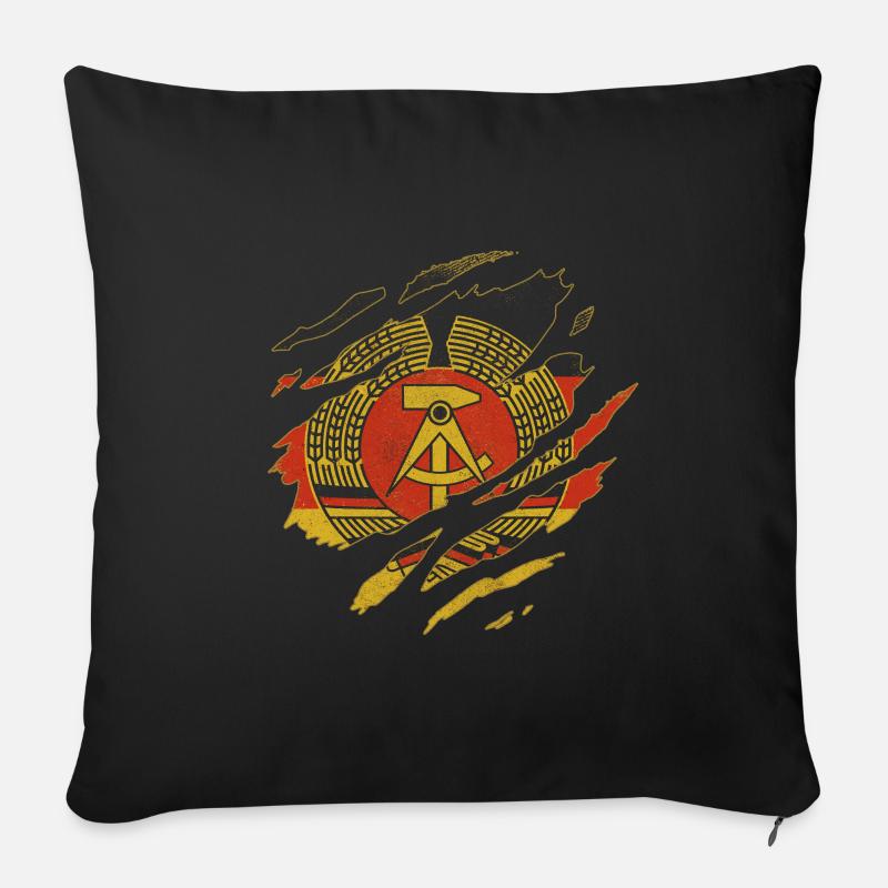 DRAPEAU RDA DRAPEAU OSSIS ALLEMAGNE DE L’EST DE L’EST - Coussin et housse de 45 x 45 cm - noir