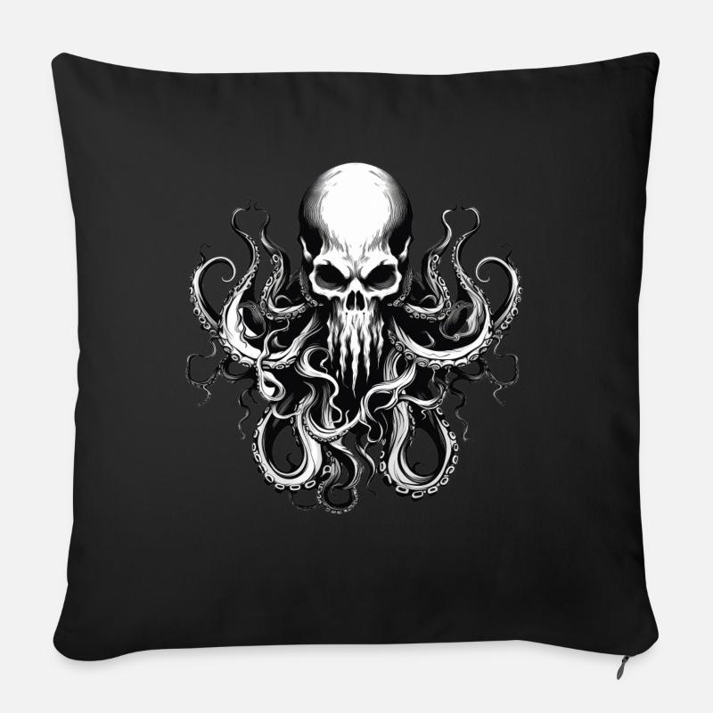 Human skull with tentacles 04 - Coussin et housse de 45 x 45 cm - noir