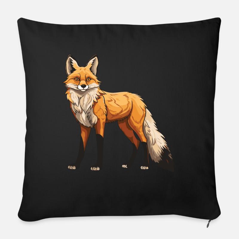 Fuchs Tier - Sofakissen mit Füllung 45 x 45 cm - Schwarz