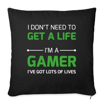 Gamer Vie / Respawn vie geek gamer ballot Plus - Coussin et housse de 45 x 45 cm - noir - Devant