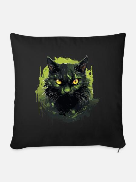 Cooles Katzen Design - Sofakissen mit Füllung 45 x 45 cm - Schwarz