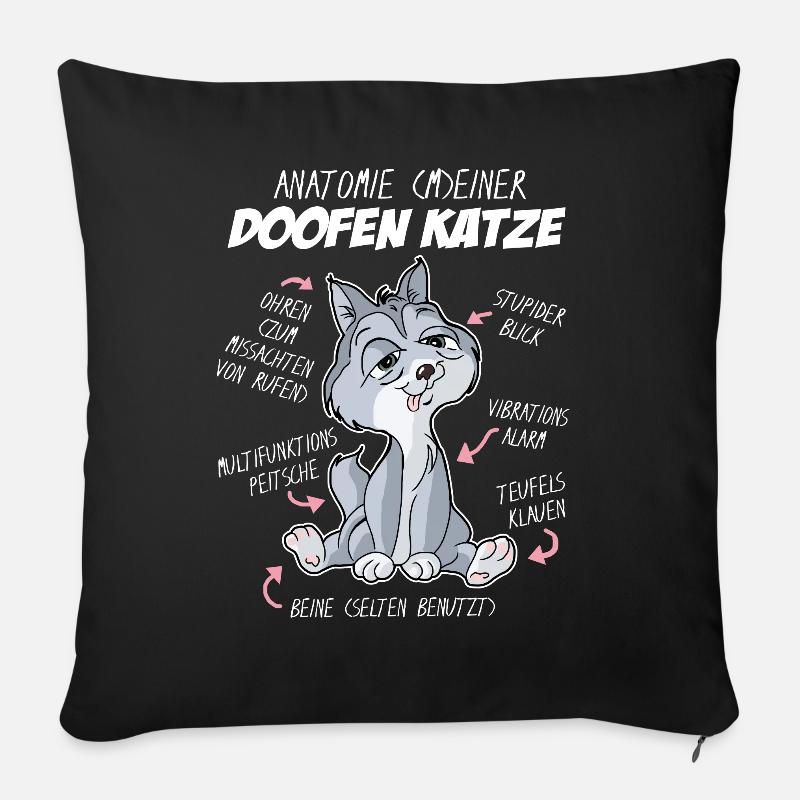 Anatomie einer doofen Katze - Sofakissen mit Füllung 45 x 45 cm - Schwarz