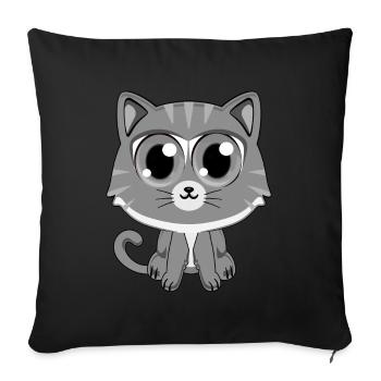 Grey Cat - Sofa pillow with filling 45cm x 45cm - black - Front