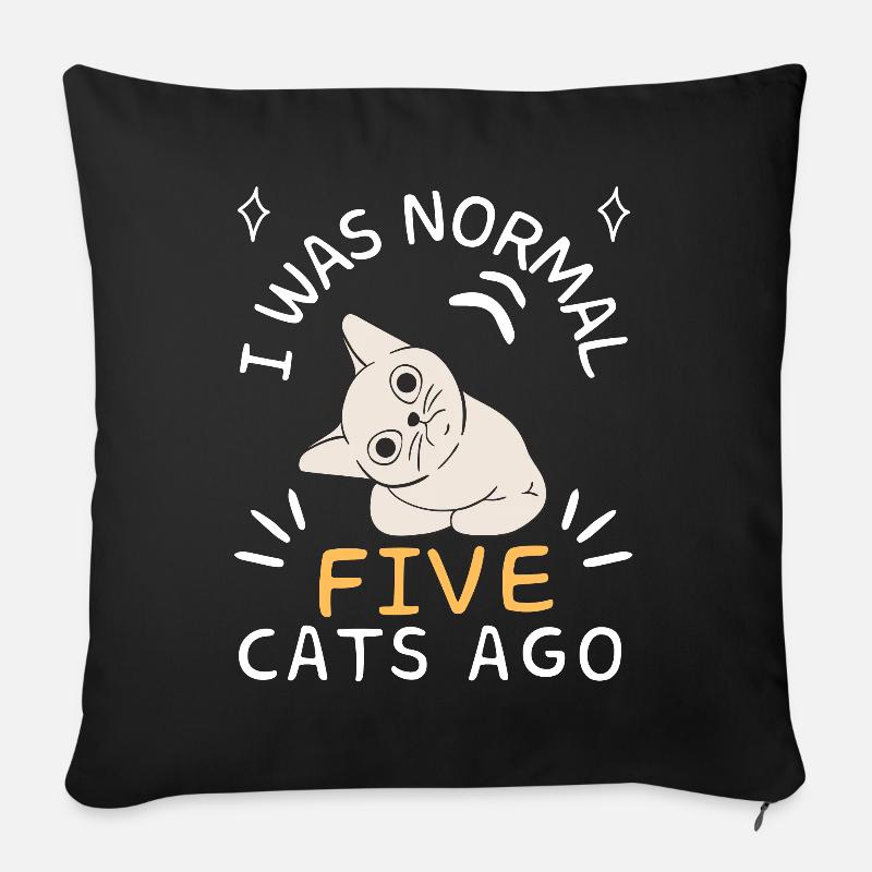 J’étais normal il y a cinq chats - Coussin et housse de 45 x 45 cm - noir