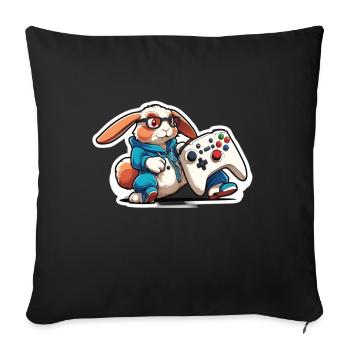 Gamer Easter Bunny for Nerds and Gamers - Sofa pillow with filling 45cm x 45cm - black - Front