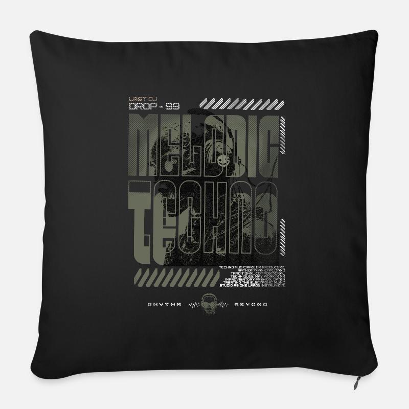 MELODIC TECHNO - Sofakissen mit Füllung 45 x 45 cm - Schwarz