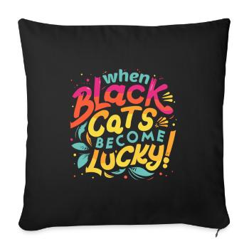 Halloween, wenn schwarze Katzen Glück haben! - Sofakissen mit Füllung 45 x 45 cm - Schwarz - Vorne