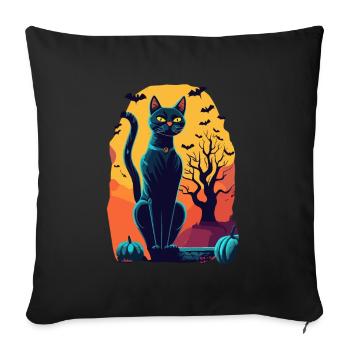 Chat long et mince en costume d’Halloween effrayant - Coussin et housse de 45 x 45 cm - noir - Devant