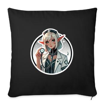 Fantasy Elf Nurse Anime Medicine Art - Sofa pillow with filling 45cm x 45cm - black - Front
