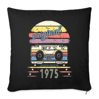 1975 original limited edition retro kasette - Sofakissen mit Füllung 45 x 45 cm - Schwarz - Vorne