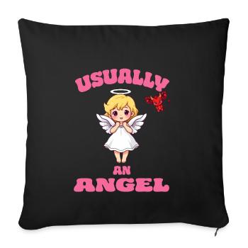 Ange Ange Diable Diable Dictons Filles Femmes - Coussin et housse de 45 x 45 cm - noir - Devant