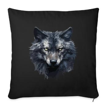 Cool Wolf Design - Sofa pillow with filling 45cm x 45cm - black - Front