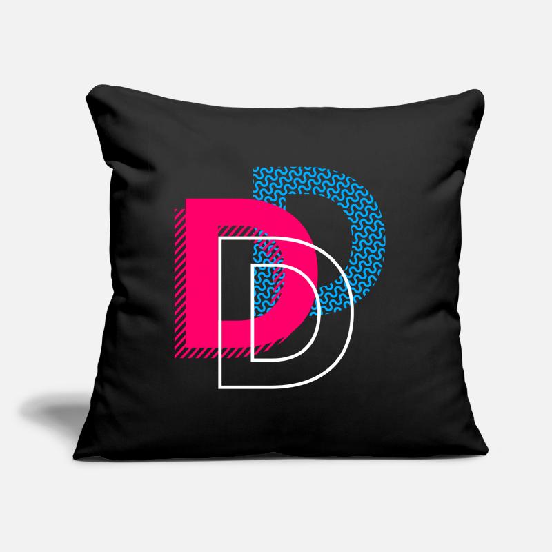 Lettre initiale D Coussin et housse de 45 x 45 cm