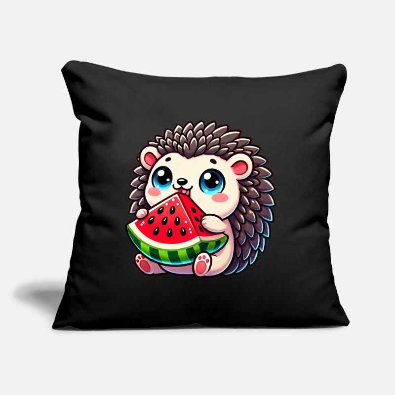 Hérisson avec conception de fruits d’été de pastèque Coussin et housse de 45 x 45 cm
