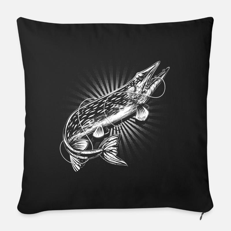 Hecht Angler - Sofakissen mit Füllung 45 x 45 cm - Schwarz