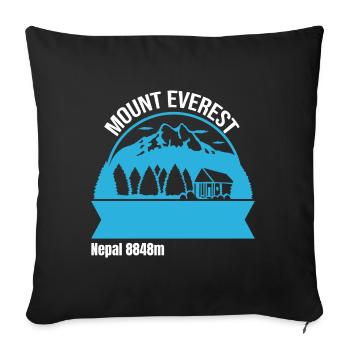 Mount Everest Poster Map Highest mountain in the world - Sofa pillow with filling 45cm x 45cm - black - Front