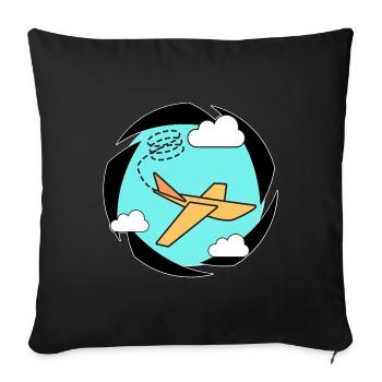 Cool avion avion avion dessin animé - Coussin et housse de 45 x 45 cm - noir - Devant