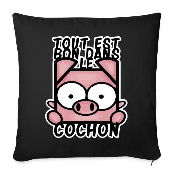 Tout est bon dans le cochon - Coussin et housse de 45 x 45 cm - noir - Devant