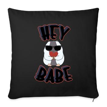Hey Babe, Valentinstags Zwinkern - Sofakissen mit Füllung 45 x 45 cm - Schwarz - Vorne