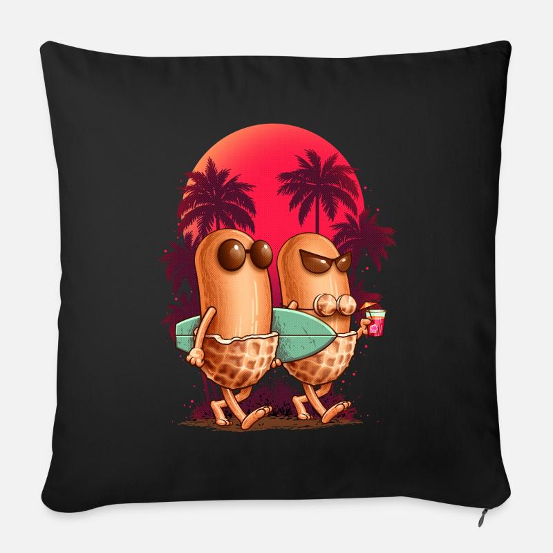 SOMMER-ERDNÜSSE - Sofakissen mit Füllung 45 x 45 cm - Schwarz