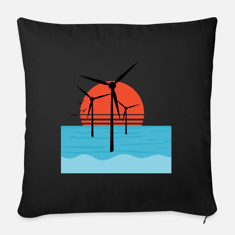 Windrad - Sofakissen mit Füllung 45 x 45 cm - Schwarz