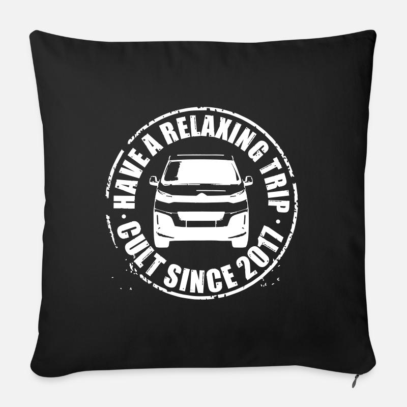 Cultster Stamp Van Design - Sofakissen mit Füllung 45 x 45 cm - Schwarz