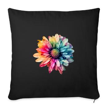 Multi-Colored Flower 1 - Sofa pillow with filling 45cm x 45cm - black - Front