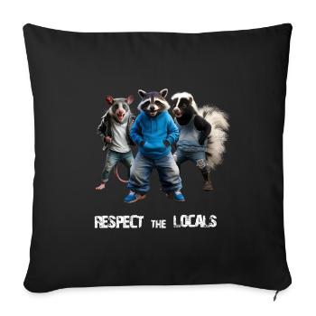 RESPECTEZ LES HABITANTS - RATON LAVEUR, OPOSSUM ET MOUFFETTE - Coussin et housse de 45 x 45 cm - noir - Devant