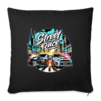 Street Race Road Racing Car Cars - raffstaff ® - Sofa pillow with filling 45cm x 45cm - black - Front