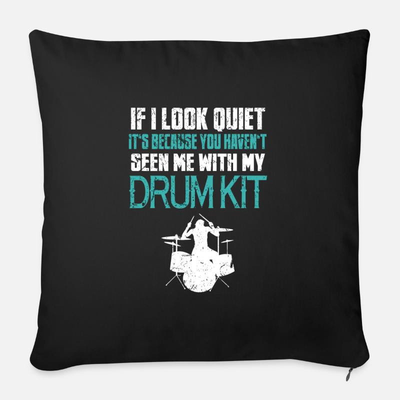 Batteur Drum Bass Drum Drummer Drummer Drumsticks - Coussin et housse de 45 x 45 cm - noir