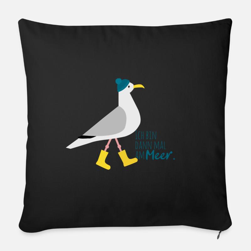 Ich bin dann mal am Meer | Möwe - Sofakissen mit Füllung 45 x 45 cm - Schwarz