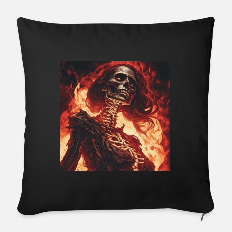 Fille effrayante - Coussin et housse de 45 x 45 cm - noir