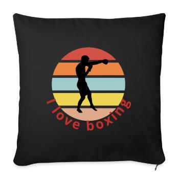 I love boxing - Sofa pillow with filling 45cm x 45cm - black - Front