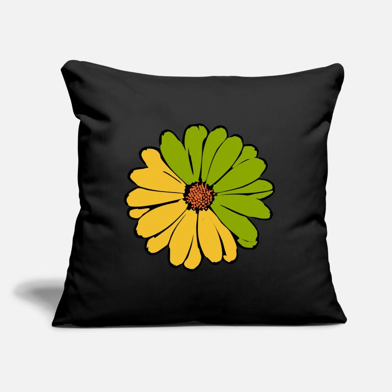 Fleur jaune vert jaune vert fleur Coussin et housse de 45 x 45 cm