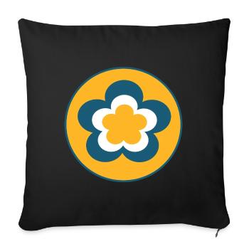 70s Flower Pattern - Sofa pillow with filling 45cm x 45cm - black - Front