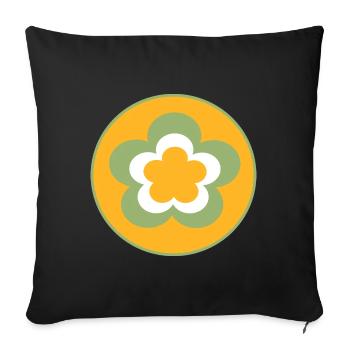 70s Flower Pattern - Sofa pillow with filling 45cm x 45cm - black - Front