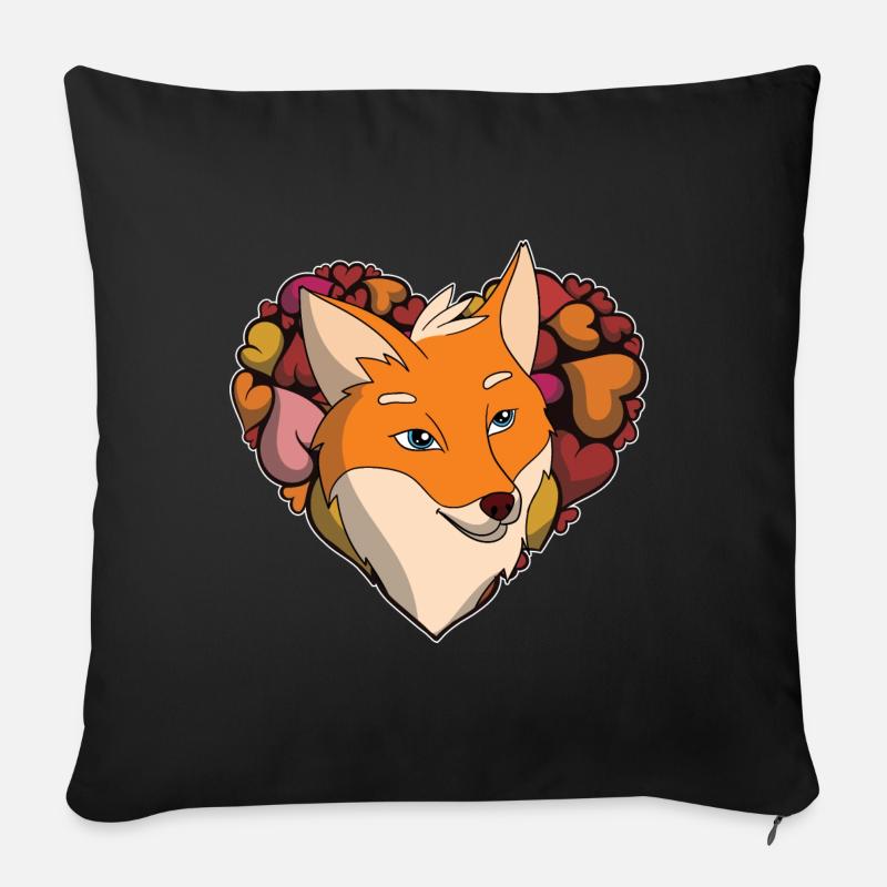 Waldbewohner Herz Wald Tier Liebe Geschenk Fuchs - Sofakissen mit Füllung 45 x 45 cm - Schwarz
