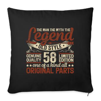 58 ans, légendes 1966 millésime 1966 anniversaire - Coussin et housse de 45 x 45 cm - noir - Devant