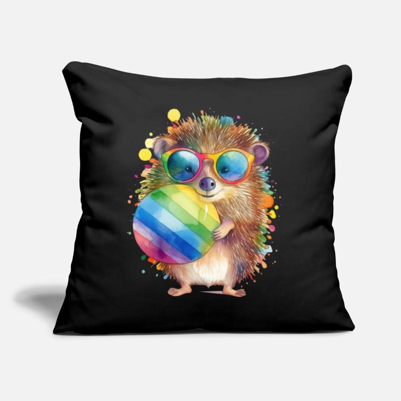 Bunter cooler Igel mit Sonnenbrille Sofakissen mit Füllung 45 x 45 cm