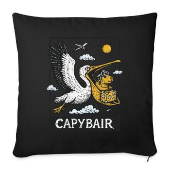 Capybair Tee Flying Capybara Adventure in the Sky - Sofa pillow with filling 45cm x 45cm - black - Front