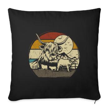 Highlander écossais Highland Cattle Highland - Coussin et housse de 45 x 45 cm - noir - Devant
