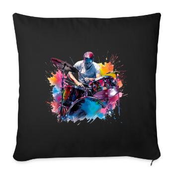 Vous pouvez apprendre à jouer de la batterie - Coussin et housse de 45 x 45 cm - noir - Devant